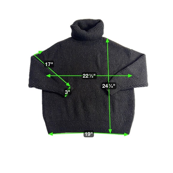 Zara Knit Black Turtleneck Sweater Ribbed Oversized Cozy Warm Womens Large - Picture 2 of 4